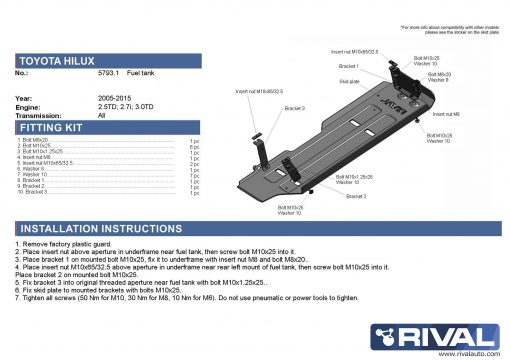 Rival skid plates toyota Hilux