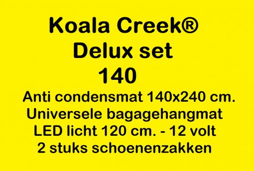KOALA CREEK® - Rooftop tent 140 DELUX set : Anti-condensmat + bagagenet + 2 schoenzakken - LED 12 volt.