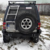 F4X4 - ACHTERBUMPER KORT VOOR MITSUBISHI PAJERO II 91-99 MET KUNSTSTOF FRAME SPATBORDEN