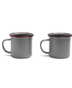 BAREBONES - CUP/ENAMEL/SET 2 PCS STONE GREY
