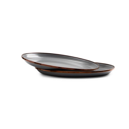 BAREBONES - PLATE/ENAMEL/SET 2 PCS STONE GREY 27CM
