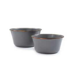 BAREBONES - MIXING BOWL/ENAMEL/SET 2 PCS STONE GREY