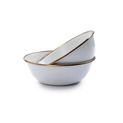 BAREBONES - BOWL/ENAMEL/SET 2 PCS EGG SHELL