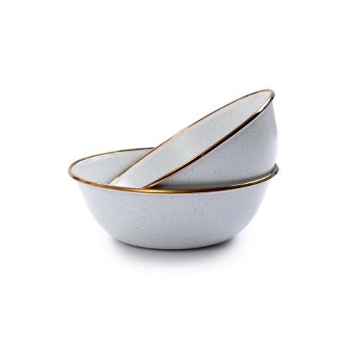 BAREBONES - BOWL/ENAMEL/SET 2 PCS EGG SHELL
