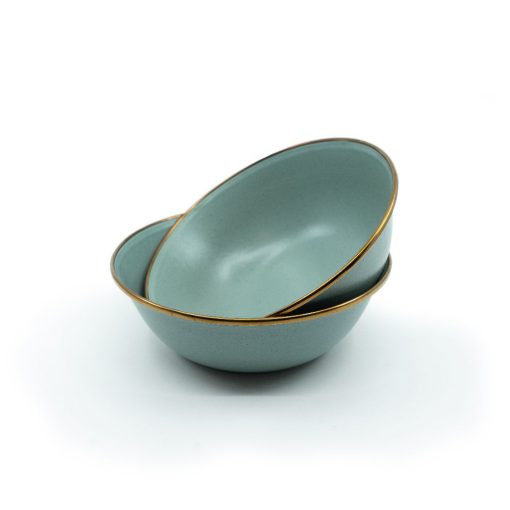 BAREBONES - BOWL/ENAMEL/SET 2 PCS GREEN