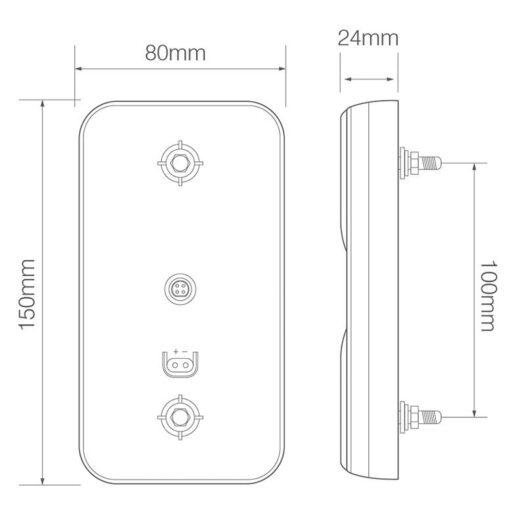 LED Autolamps - Achter-/ remlicht met richtingaanwijzer en reflector / 12v / 40cm. kabel - Afbeelding 3