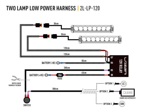 Lazer Lights - Two-lamp wiring kit / 2-pin / Superseal / 12V - Afbeelding 3