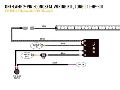 Lazer Lights - Single-lamp wiring kit / 2-pin / Econoseal / 12V - Afbeelding 2