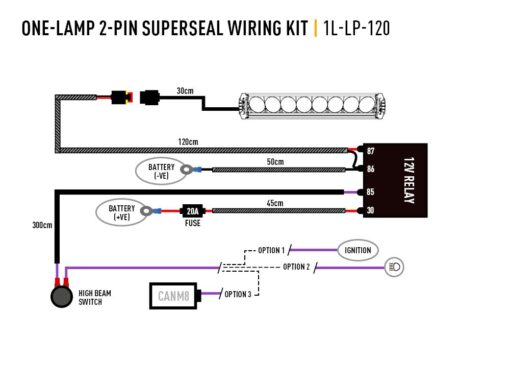 Lazer Lights - Single-lamp wiring kit / 2-pin / Superseal / 12V - Afbeelding 2