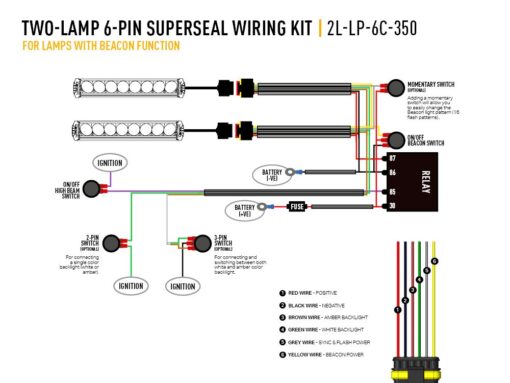 Lazer Lights - Two-lamp wiring kit / 6-pin / Superseal / 12V - Afbeelding 2