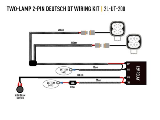 Lazer Lights - Two-lamp wiring kit / 2-pin / Deutsch DT / 12V - Afbeelding 2