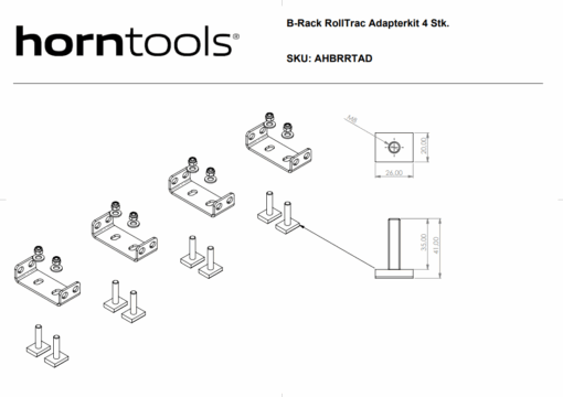 Horntools - B-Rack RollTrac adapterkit (set van 4) - Afbeelding 3