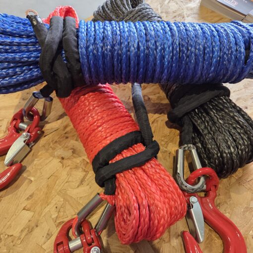Synthetisch liertouw 10mm x 28m met heavy duty lierhaak