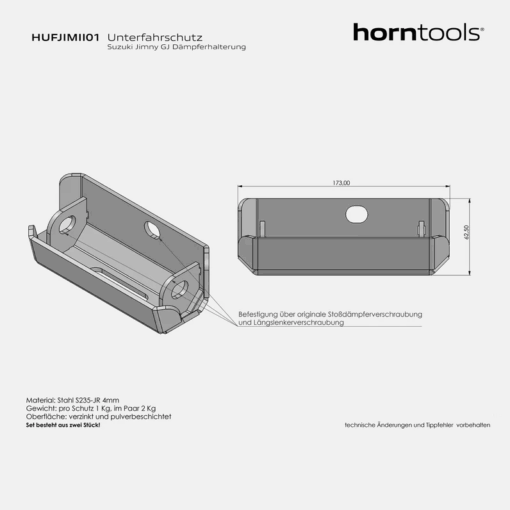 Horntools - Skid plates Suzuki Jimny GJ/HJ - Afbeelding 13