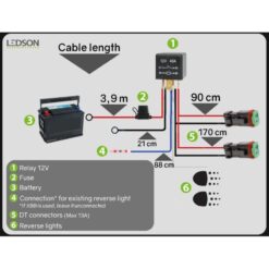 Ledson - Nano Kabelset - Achteruitrijlicht - 2 lampen - 2 pins - Deutsch DT - 12V - Afbeelding 3